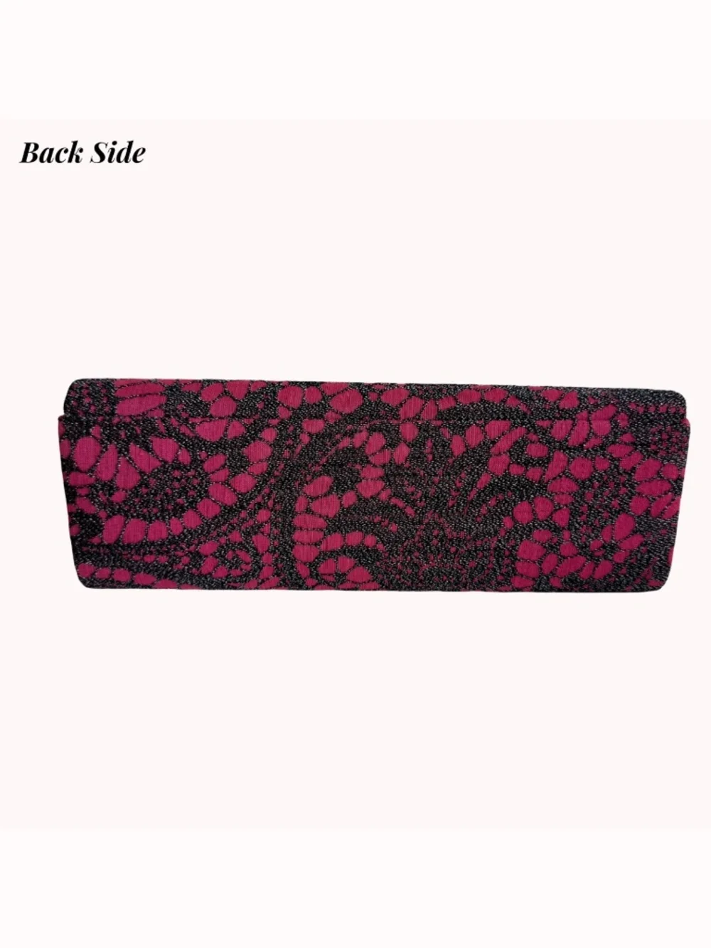 Vintage Pink Black Fabric Clutch Evening Bag Wedding Purse Formal Party Makeup